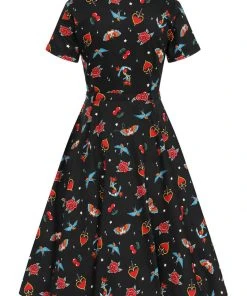 New In Collectif Caterina Old School 50's Swing Dress Black