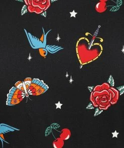 New In Collectif Caterina Old School 50's Swing Dress Black