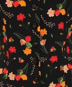 New In Collectif Riley Ditsy Tulip Bloom 40's Dress Black