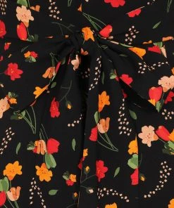 New In Collectif Riley Ditsy Tulip Bloom 40's Dress Black