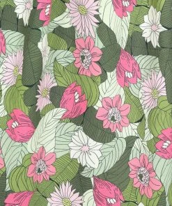 New In Collectif Candice Palm Blush Floral 50's Swing Dress Green