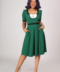 New In Collectif Sadie 50's Swing Dress Green