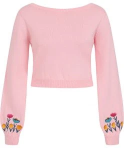 Collectif Rosy Bow Back 40's Jumper Pink