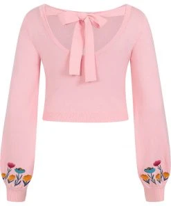 Collectif Rosy Bow Back 40's Jumper Pink