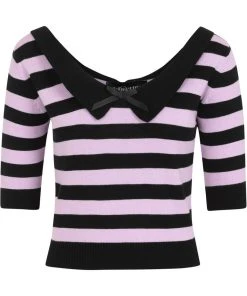 New In Collectif Babette Striped 40's Jumper Black Lila