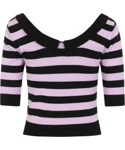 New In Collectif Babette Striped 40's Jumper Black Lila