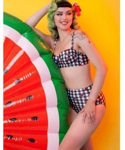 Collectif X Playful Promises Watermelon Gingham 50's Bikini Brief Multi New In