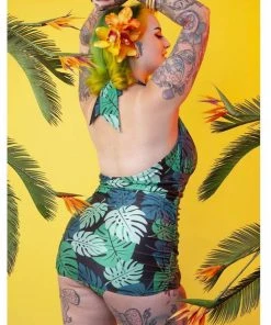 Collectif X Playful Promises Green Palm 50's Swimsuit Multi