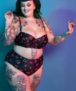 Collectif X Playful Promises Cherry Love 50's Bikini Briefs Black