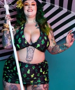 Collectif X Playful Promises Cactus 50's Bikini Briefs Black