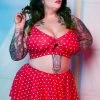 Collectif X Playful Promises Polkadot Knot 50's Bikini Top Red New In