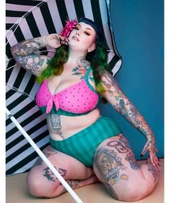 Collectif X Playful Promises Watermelon Knot 50's Bikini Briefs Pink Green