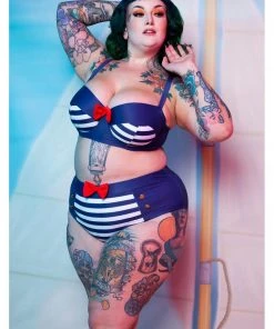 New In Collectif X Playful Promises Nautical 50's Bikini Briefs Multi