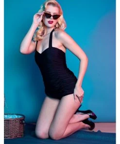 Collectif X Playful Promises High Shine 50's Swimsuit Black New In