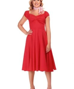 Collectif Dolores Classic 50's Swing Dress Red New In
