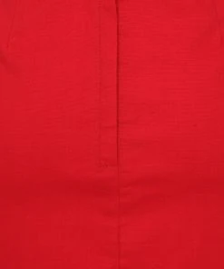 Collectif Polly Textured Cotton 50's Pencil Skirt Red