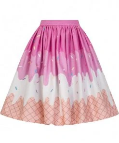 Collectif Jasmine Ice Cream 50's Swing Skirt Pink
