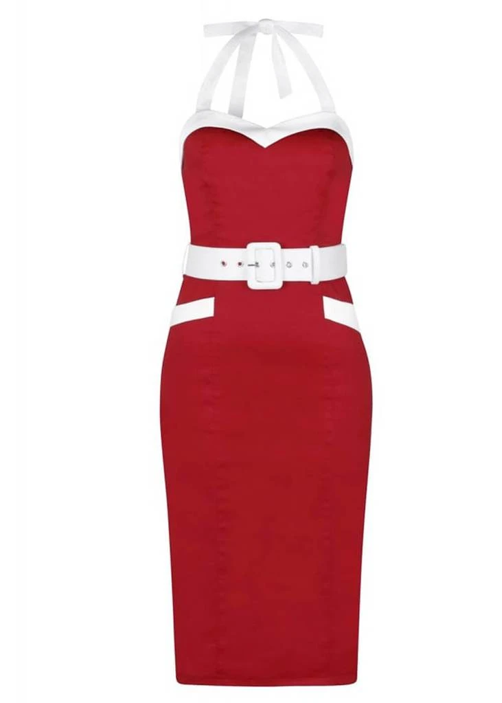 Collectif Georgie Nautical 50's Pencil Dress Red