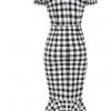 Collectif Sasha Vintage Gingham 50's Fishtail Dress Black