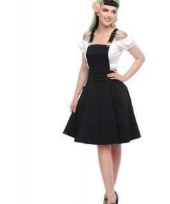 Collectif Kayden Braces 50's Swing Dress Black New In