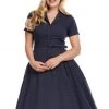 Collectif Caterina Polkadot 50's Swing Dress Navy