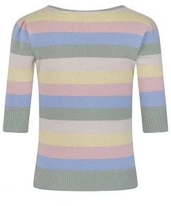 Collectif Chrissie Teacup Stripe 50's Jumper Multi
