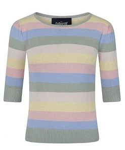 Collectif Chrissie Teacup Stripe 50's Jumper Multi