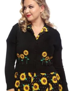Collectif Abigail Sunflower 40's Cardigan Black