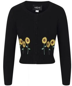 Collectif Abigail Sunflower 40's Cardigan Black