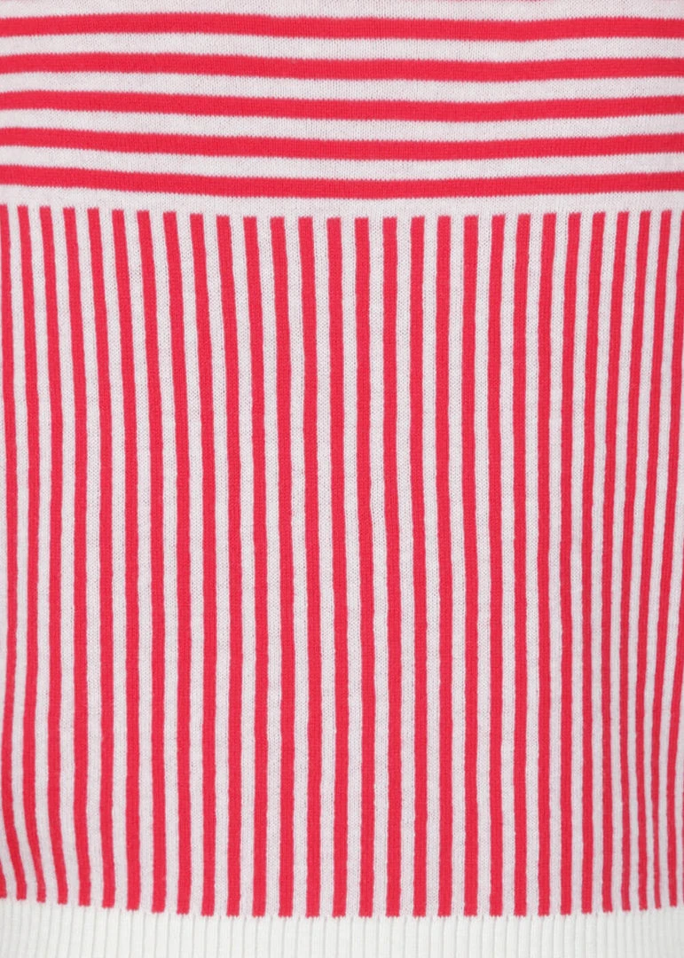 New In Collectif Ludovica Striped 40's Cardigan Red White