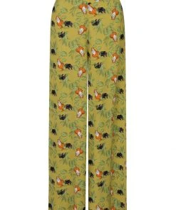 Collectif Alizee Pantherology 70's Trousers Green