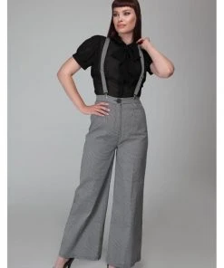 Collectif Glinda Houndstooth 40's Trousers Black White New In