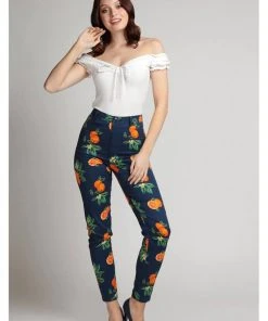 New In Collectif Maddie Oranges 50's Trousers Navy