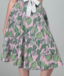 Collectif Matilde Pink Forest 50's Swing Skirt Pink