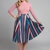 New In Collectif Matilde Paradise Stripe 50's Swing Skirt Multi