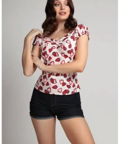 Collectif Dolores Strawberry 50's Top Pink New In