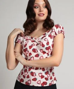 Collectif Dolores Strawberry 50's Top Pink New In