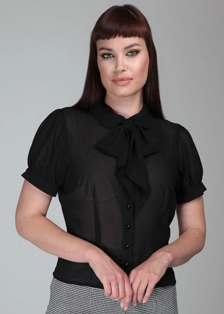 Collectif Erika 40's Blouse Black New In