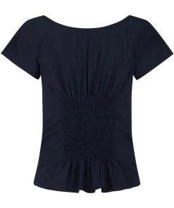 New In Collectif Constance 40's Denim Top Navy