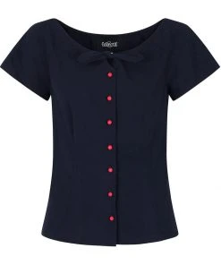 New In Collectif Constance 40's Denim Top Navy