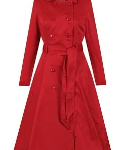 Collectif Korrina 50's Swing Trenchcoat Red New In