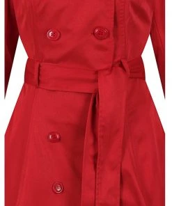 Collectif Korrina 50's Swing Trenchcoat Red New In