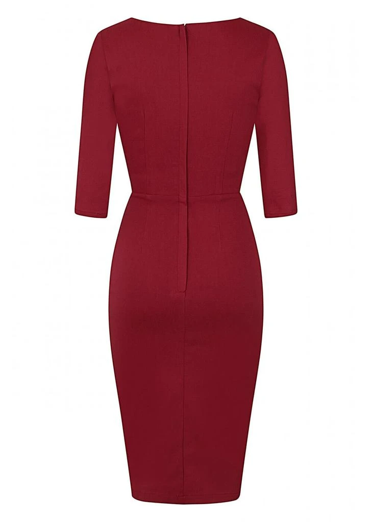 New In Collectif Chantelle 50's Pencil Dress Burgundy