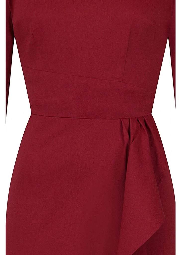 New In Collectif Chantelle 50's Pencil Dress Burgundy