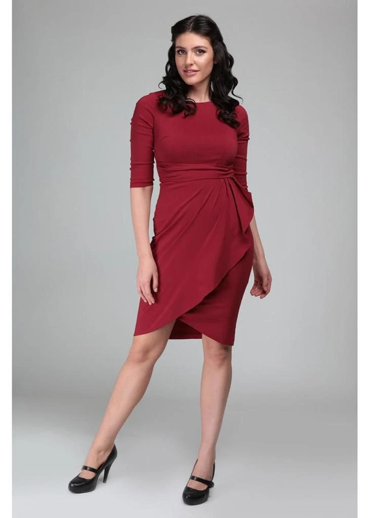 New In Collectif Chantelle 50's Pencil Dress Burgundy