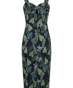 New In Collectif Kiana Black Forest 50's Pencil Dress Black