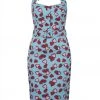 Collectif Wanda Strawberry 50's Pencil Dress Blue