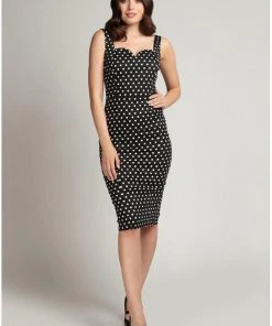 Collectif Anita Polkadot 50's Pencil Dress Black