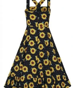 New In Collectif Maggie Sunflower 50's Swing Dress Black