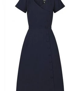 New In Collectif Cherilynn 60's Swing Dress Navy